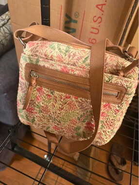 Bueno Collection Floral Woven Shoulder Bag Purse with Adjustable Strap